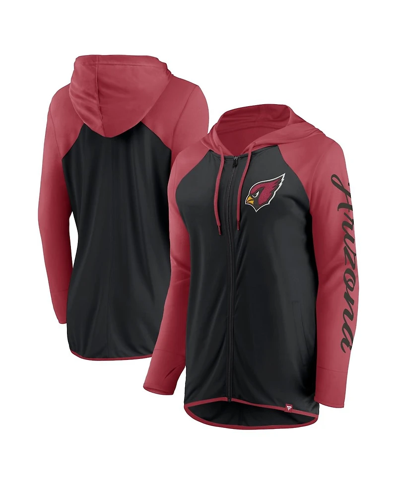 Fanatics Women's Black/Cardinal Arizona Cardinals Script Full-Zip Hoodie