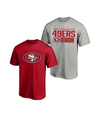 Fanatics Men's 2-Pack Heather Gray/Scarlet San Francisco 49ers Big Tall T-Shirt