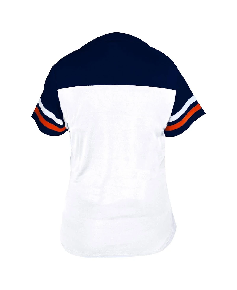 Fanatics Women's White/Navy Houston Astros Plus Two-Stripe V-Neck T-Shirt