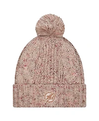 New Era Women's Stone Miami Dolphins Trendy Tone Cuffed with Pom Knit Hat