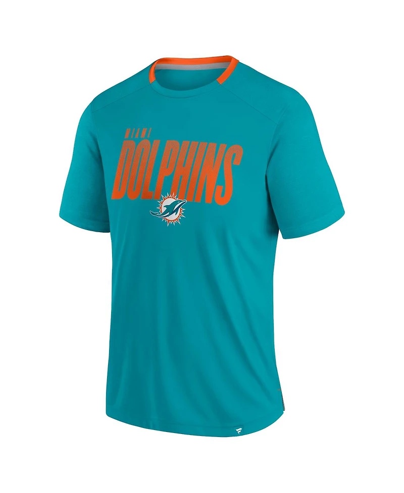 Fanatics Men's Aqua Miami Dolphins Defender Fade Slant T-Shirt