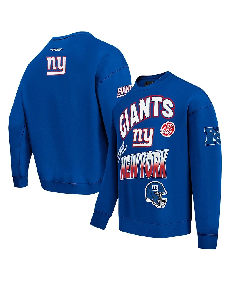 Pro Standard Men's Royal New York Giants Turn It Up Drop Shoulder Pullover Sweatshirt