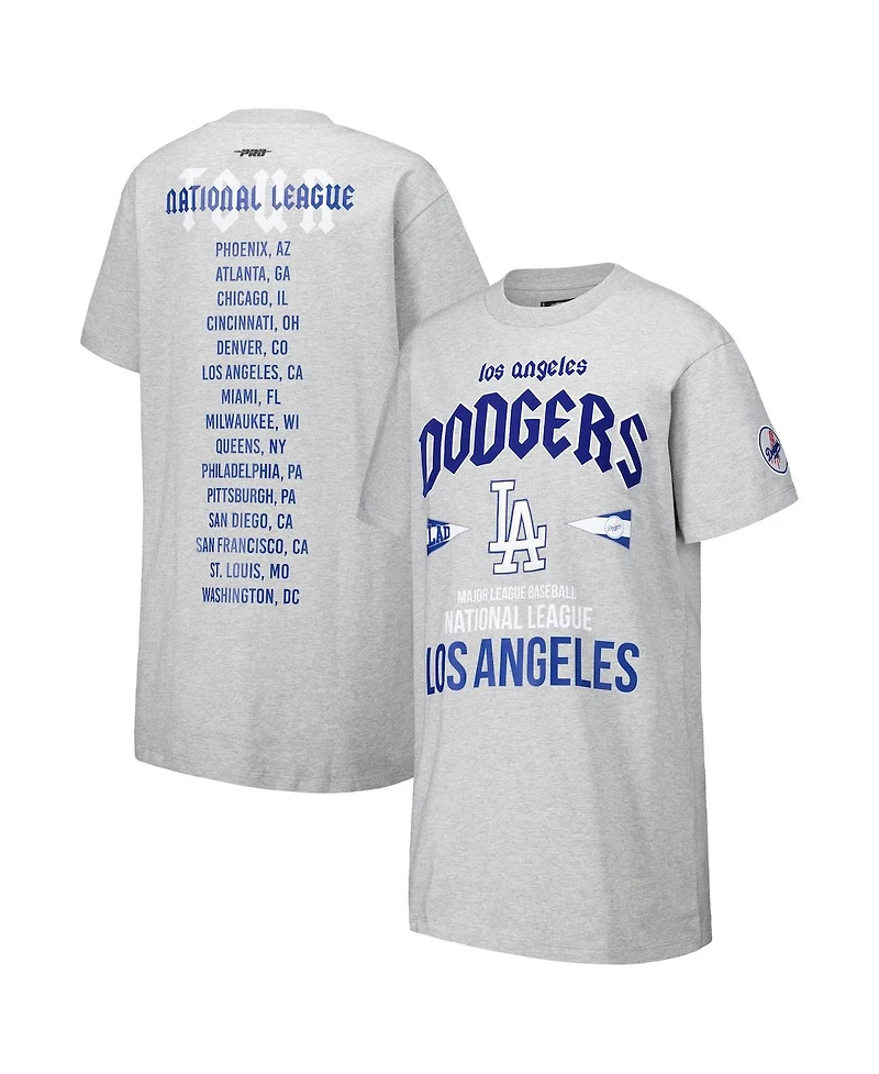 Pro Standard Women's Heather Gray Los Angeles Dodgers Oversized City Tour T-Shirt Dress