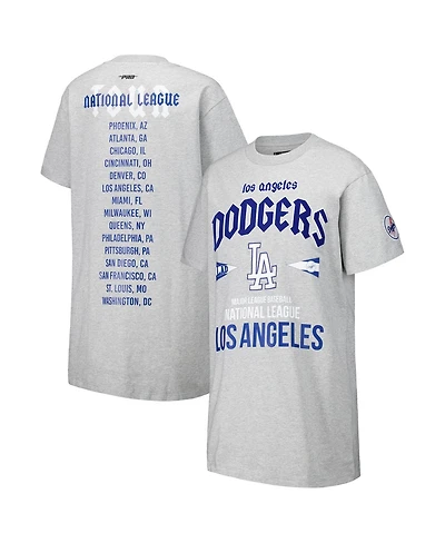 Pro Standard Women's Heather Gray Los Angeles Dodgers Oversized City Tour T-Shirt Dress