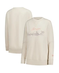 Image One Women's Natural Clemson Tigers Campus Wash Fleece Sweatshirt