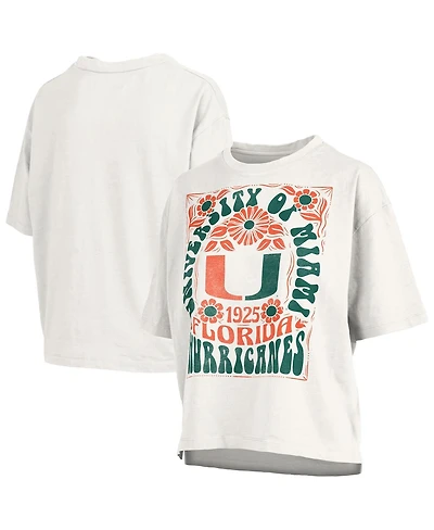 Pressbox Women's White Miami Hurricanes Harmony Oversized Slub T-Shirt