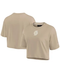 Fanatics Women's Khaki Portland Trail Blazers Elements Super Soft Boxy Cropped T-Shirt
