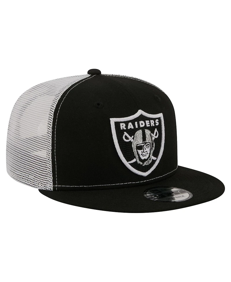 New Era Men's Black Las Vegas Raiders Core Team 9FIFTY Trucker Snapback Hat