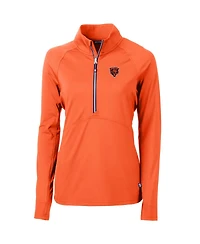 Cutter & Buck Women's Orange Chicago Bears Throwback Logo Adapt Eco Knit Stretch Half-Zip Pullover Top