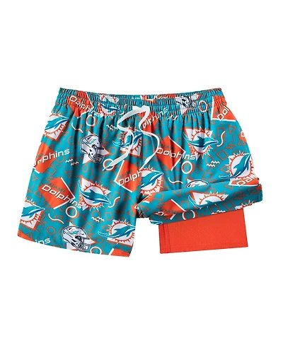 Chubbies Men's Aqua Miami Dolphins Game Day Fit Classic Lined Swim Trunks