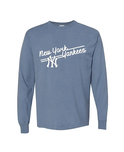 Soft As A Grape Women's Navy New York Yankees Pigment Dye Long Sleeve T-Shirt