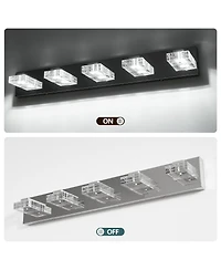 Busdays 31 Inch Modern 5 Light Led Vanity Light Square Acrylic Lampshades Wall Mount Fixture for Bathroom Mirror Lighting