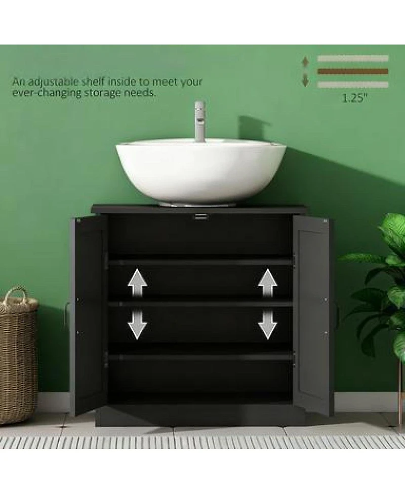 Sillysis 23.5 Inch Under Sink Bathroom Cabinet with Adjustable Shelf, Double Door Storage Organizer, Space Saving Vanity for Small Bathrooms