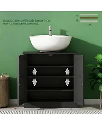 Sillysis 23.5 Inch Under Sink Bathroom Cabinet with Adjustable Shelf, Double Door Storage Organizer, Space Saving Vanity for Small Bathrooms
