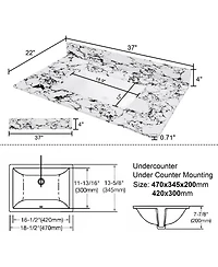 Sillysis 31/37/43 Inch Sintered Stone Bathroom Vanity Top with Ceramic Undermount Sink, Backsplash, Overflow, Stain Resistant Surface