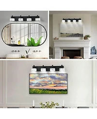Busdays Modern 4 Light Led Vanity Light Fixture with Crystal Glass Shades Bathroom Wall Sconce for Elegant Contemporary Home Decor
