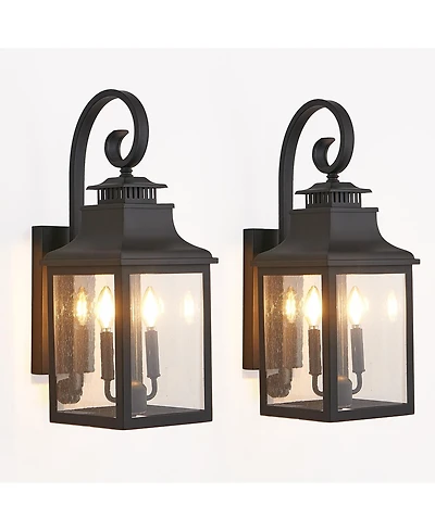 Busdays 2 Pack 23 Inch Outdoor Wall Lantern Light Clear Seeded Glass Metal Sconce for Porch Patio Garden Bulb Not Included