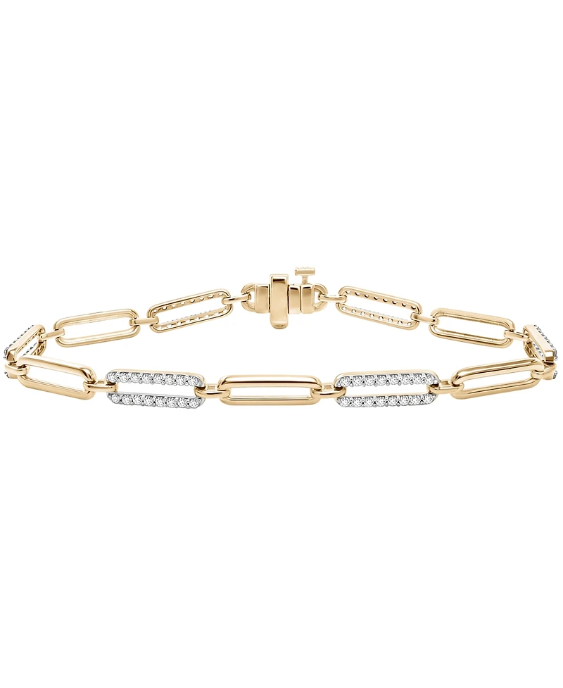 Macy's Diamond (1 ct. t.w.) Bracelet in 14k Yellow Gold over Sterling Silver