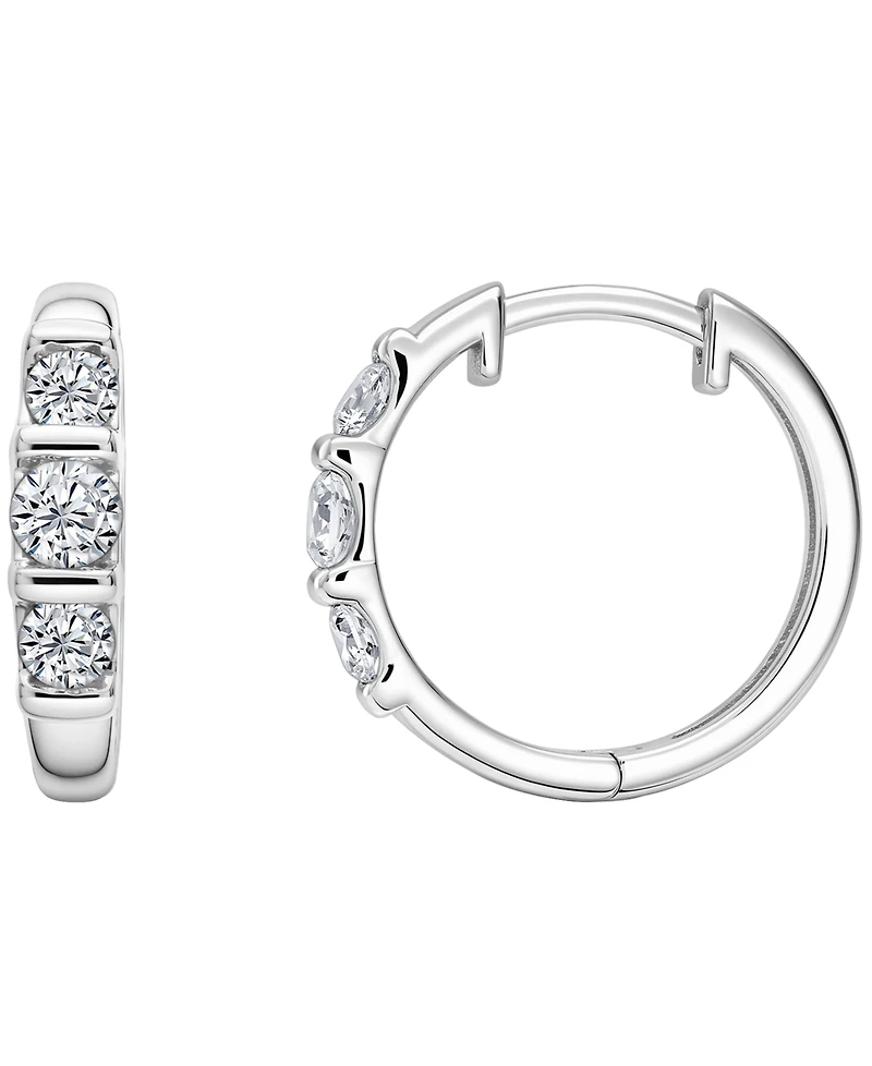 Macy's Diamond (1/2 ct. t.w.) Hoop Earrings in Sterling Silver