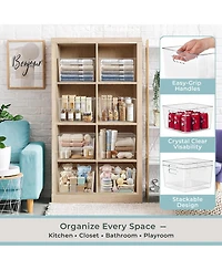 Sorbus Pack Large Square Stackable Storage Bins with Handles - for Storage, Closet