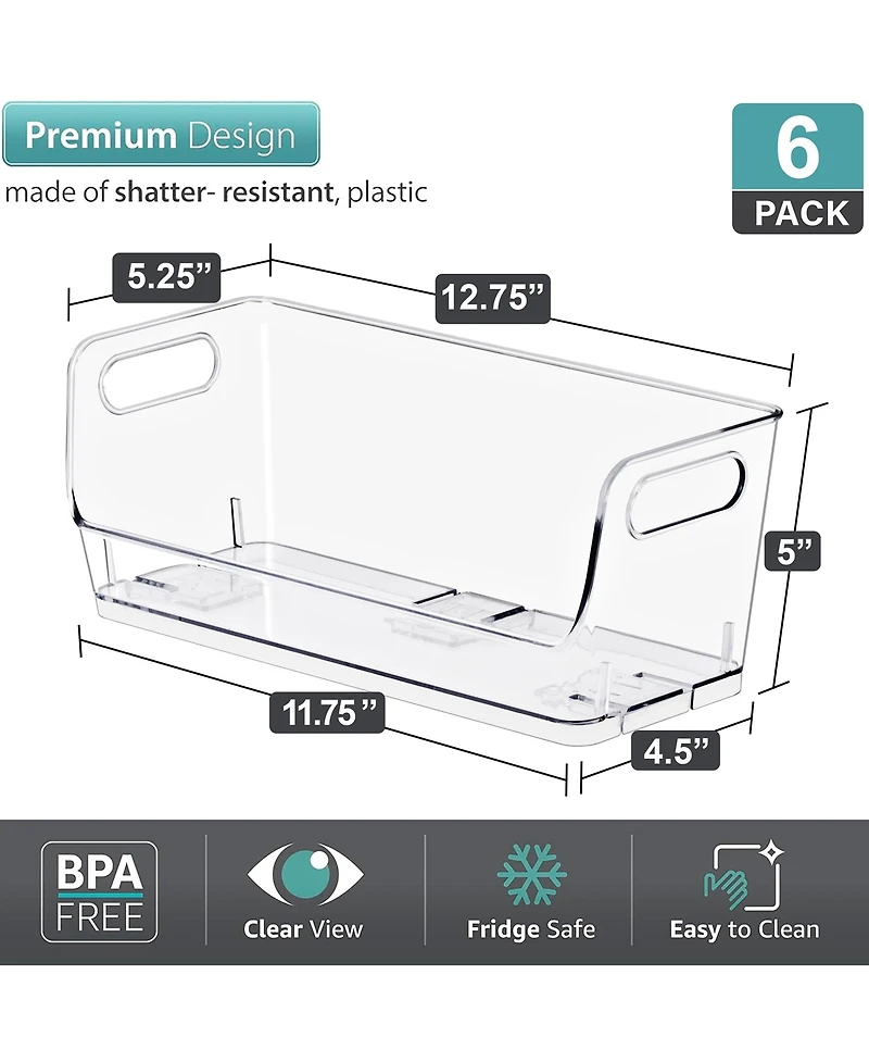 Sorbus Small Narrow 6 Pack Clear Stackable Storage Containers for Kitchen, Pantry,Cabinet Organization