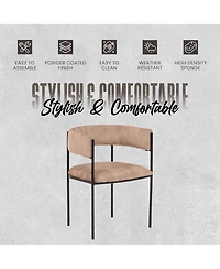 LeisureMod Cyril Modern Leather Dining Chair - Upholstered Padded Seat, Open Back, Powder-Coated Iron Frame