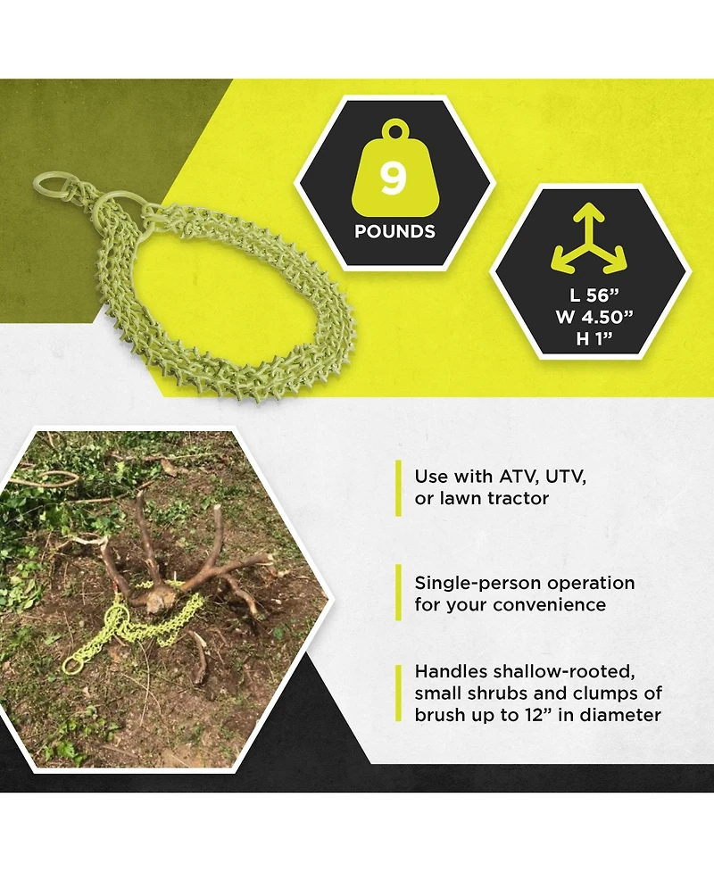 Brush Grubber Heavy Duty 4 Foot Triple Chain Atv and Utv Shrub and Clump Grubber