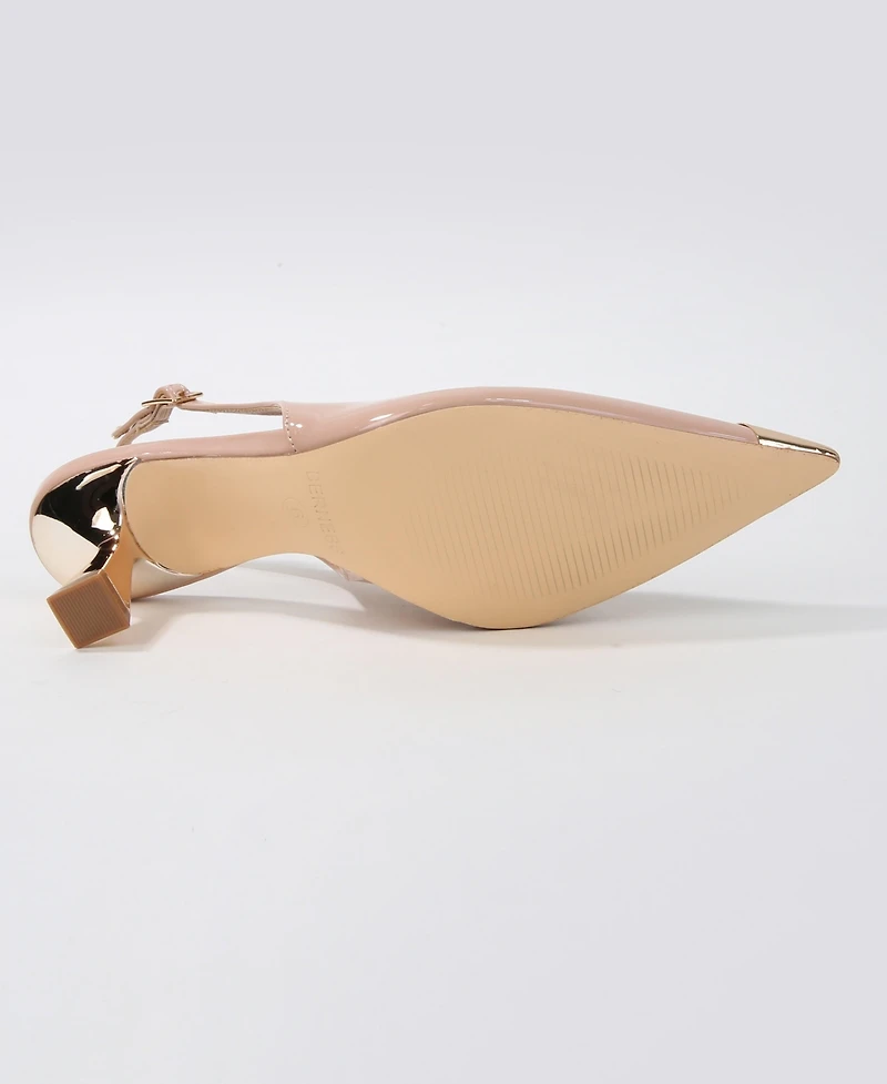 Berness Women's Patent Heels and Toe Cap Slingback Pumps