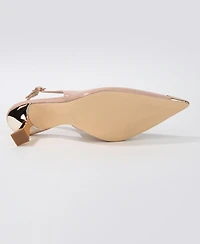 Berness Women's Patent Heels and Toe Cap Slingback Pumps