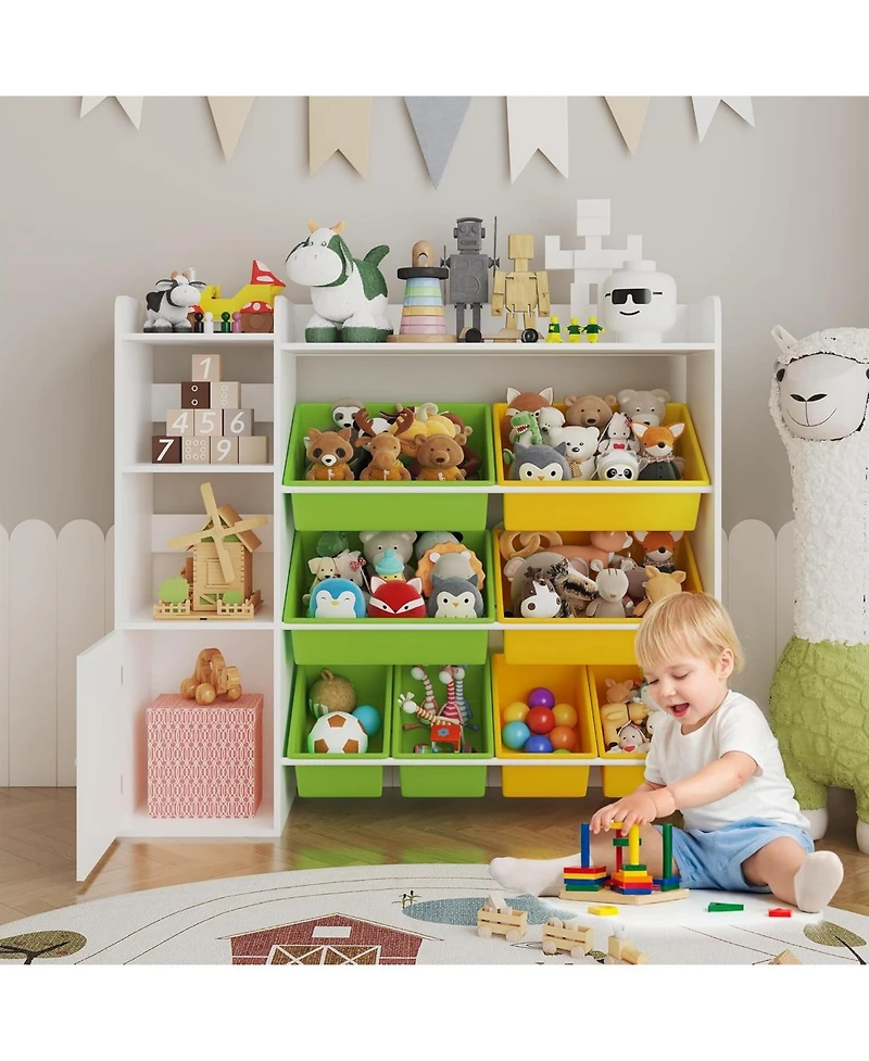 gaomon 43.5" Kids Toy Storage Organizer with 8 Removable Toy Bins and 3 Storage Cubbies, Toy Organizers and Storage, Kids Bookshelf and Toy Storage