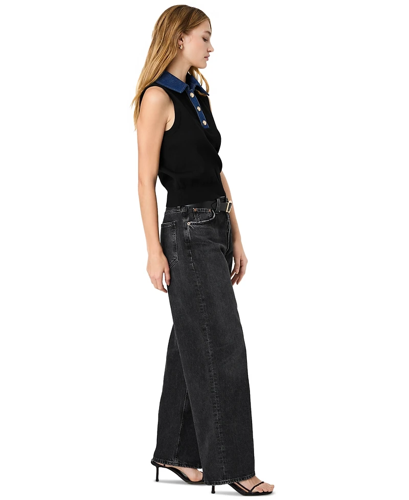 French Connection Women's Maxine Knit Denim Collar Sleeveless Sweater