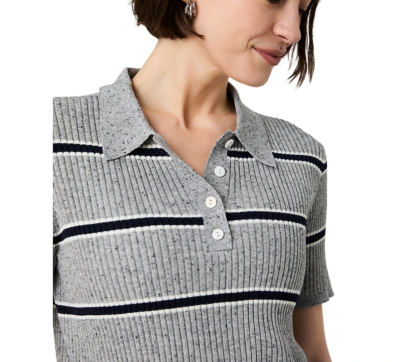 French Connection Women's Mason Knit Varsity Collared Stripe Sweater