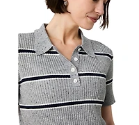 French Connection Women's Mason Knit Varsity Collared Stripe Sweater