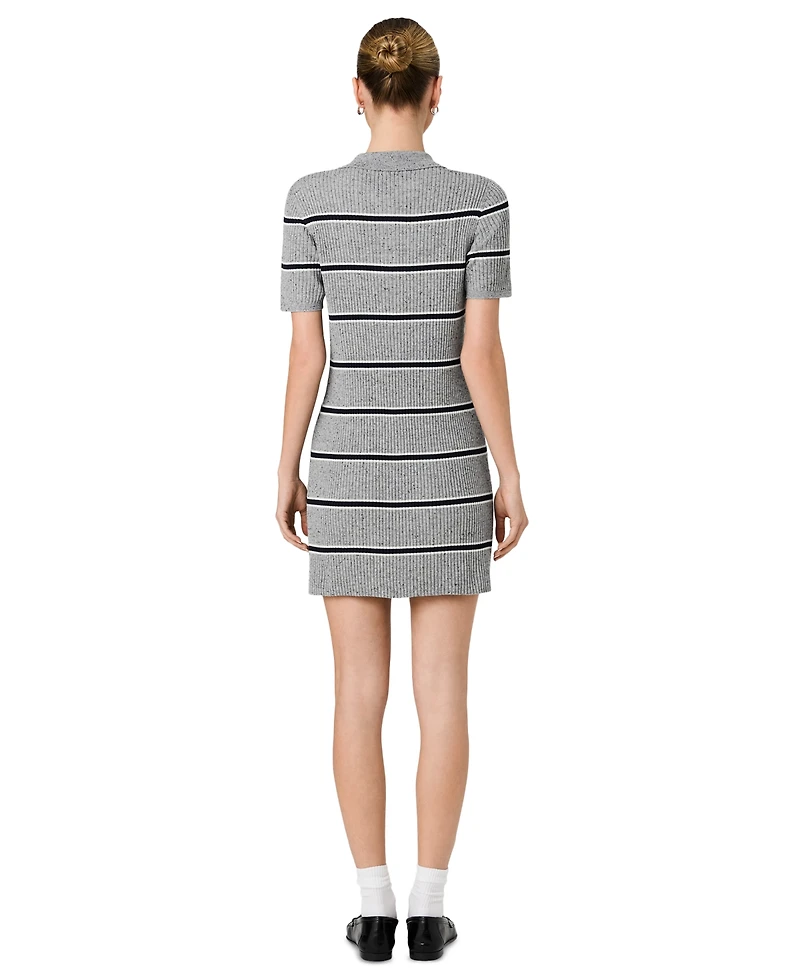 French Connection Women's Mason Knit Varsity Stripe Collared Mini Dress