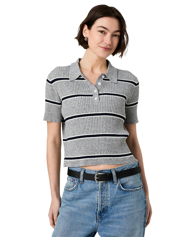 French Connection Women's Mason Knit Varsity Collared Stripe Sweater