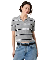 French Connection Women's Mason Knit Varsity Collared Stripe Sweater