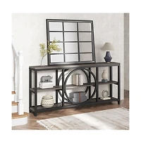 Slickblue Modern Narrow Console Table with 3-Tier Shelves for Entryway and Hallway Storage