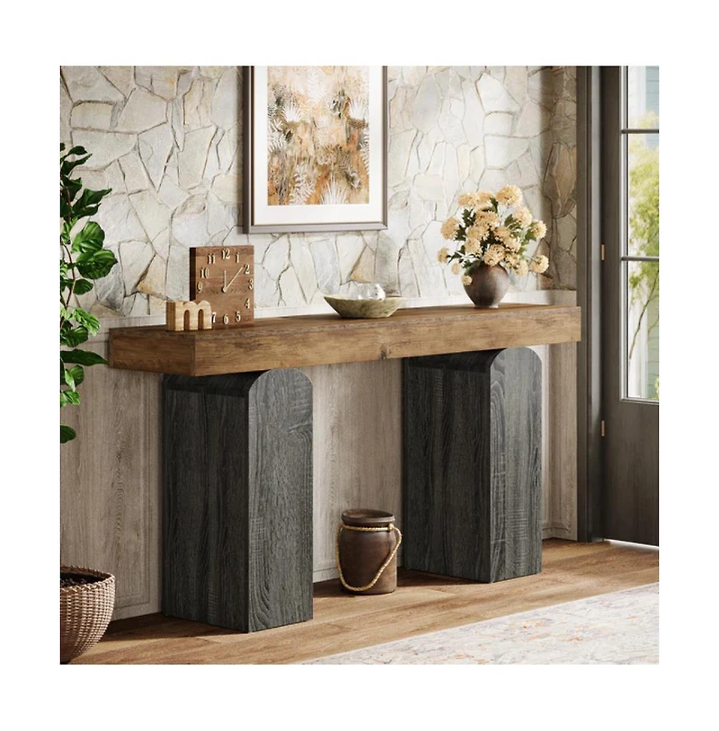 SlickblueFarmhouse Entryway Console Table with 2 Arched Pedestal Legs