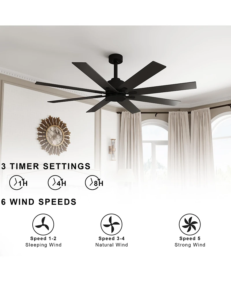Homsee Modern 8-Blade Ceiling Fan with Dual-Sided Wood Blades Dc Motor Fan with Remote Reversible for Summer Cooling & Winter Heat Circulation