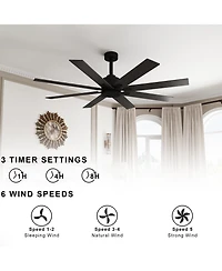 Homsee Modern 8-Blade Ceiling Fan with Dual-Sided Wood Blades Dc Motor Fan with Remote Reversible for Summer Cooling & Winter Heat Circulation