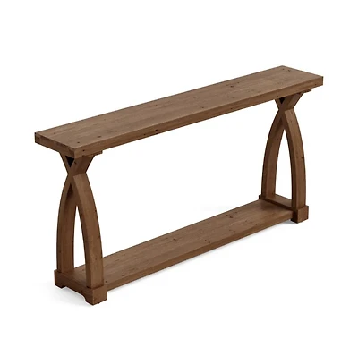 Slickblue Narrow Solid Wood Sofa Console Table with 2-Tier Storage for Entryway