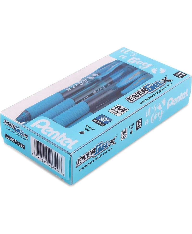 Pentel It's a Boy - EnerGel-x Retractable Gel Pen, 0.7mm Ink Box of 12