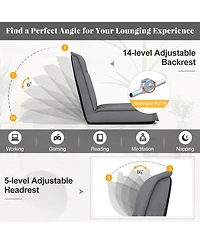 Gouun Folding Floor Chair Convertible Lazy Lounger with Suede Surface