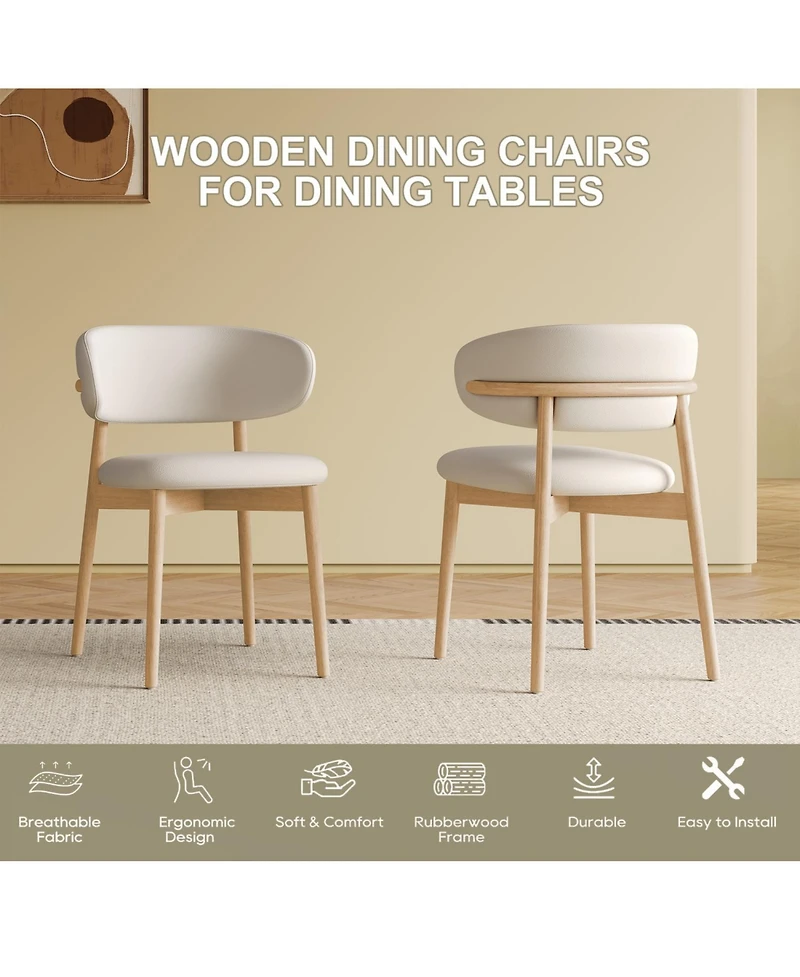 Rainsken Modern Dining Chairs Set of 2, Upholstered Pu Leather Dining Chairs, Wooden Frame, for Dining Room, Kitchen, or Living Room