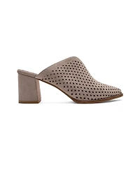 Forever & Always Shoes Women's Toen Leather Block Heel Mule