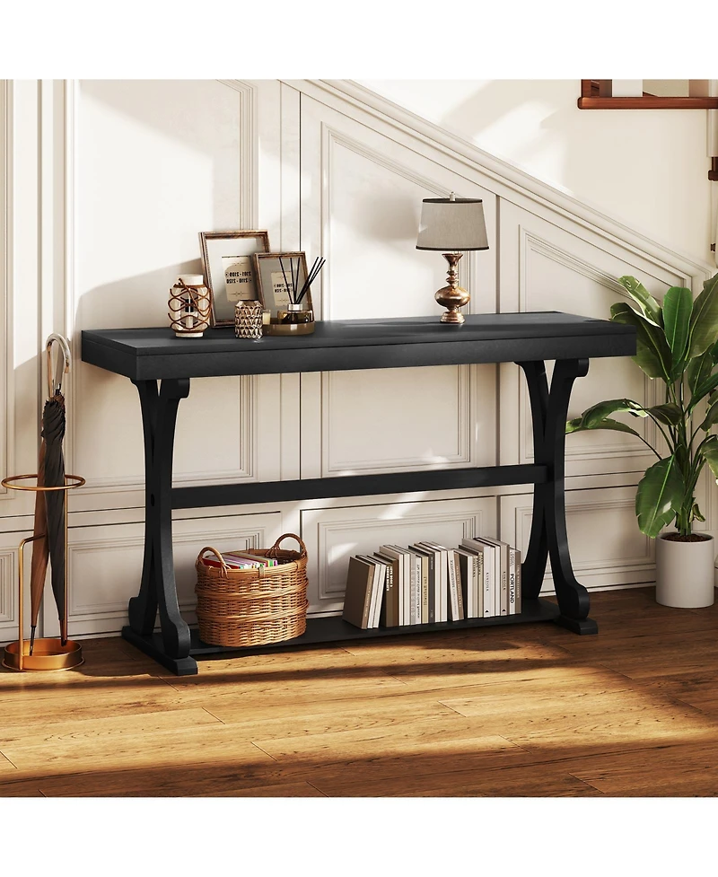Slickblue Long Narrow Console Table with Open Shelf for Entryway