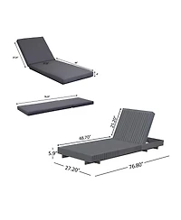 Asagikoiai Modern Adjustable Pool Chaise Lounge Chair, Acacia Wood Patio Lounger with Cushion