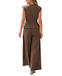Cupshe Women's Wrap V-Neck Sleeveless Top and Wide-Leg Pants Matching Set