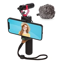 Movo Pr-2-pm Smartphone Video Rig with Shotgun Microphone, Grip Handle, & Wrist Strap for Smartphones