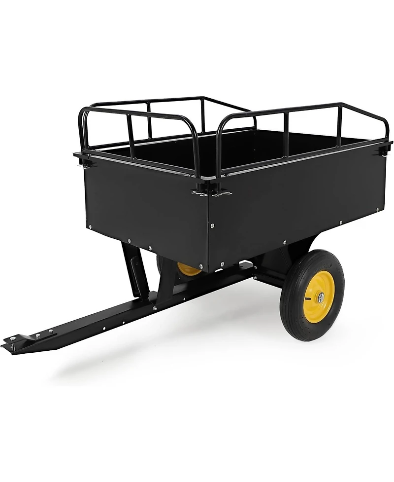gaomon Garden Utility Trailer 750 lbs Capacity Atv/Utv Dump Cart Steel Transport Trailer with Hand and Foot Pedal Dumping